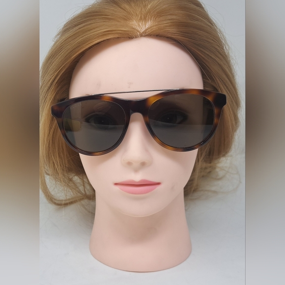 NWT Gucci Women's Sunglasses Round Havana Silver Crystal GG0559S 54-18-145 - Picture 8 of 16